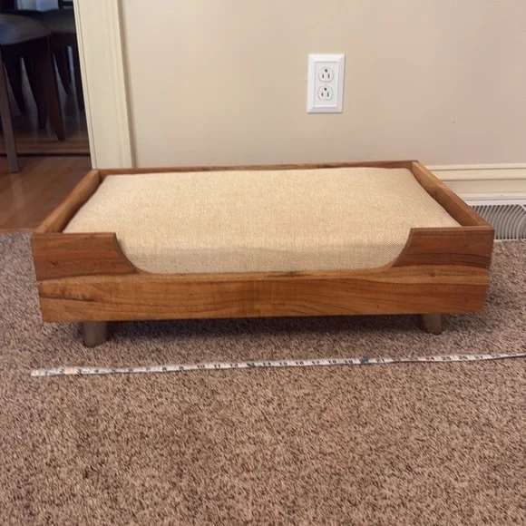 Wooden Pet Bed with Cream Cushion - Picture 2 of 13